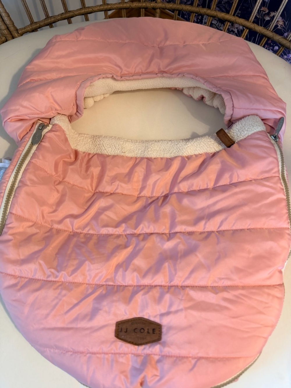 JJ Cole Pink Quilted Infant car seat cover